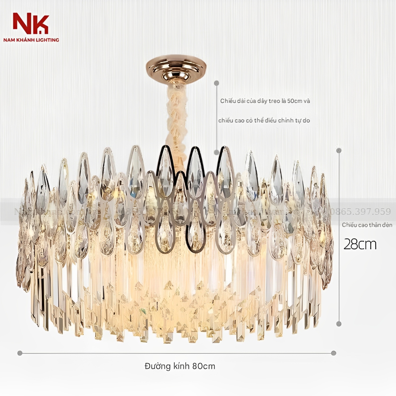 Đèn Chùm Pha Lê Giọt Nước 957