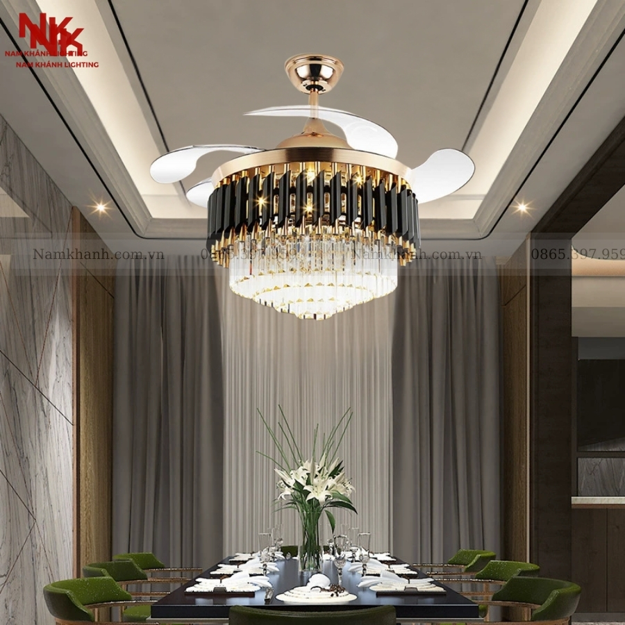 Quạt Cụp Xòe Vàng Đen