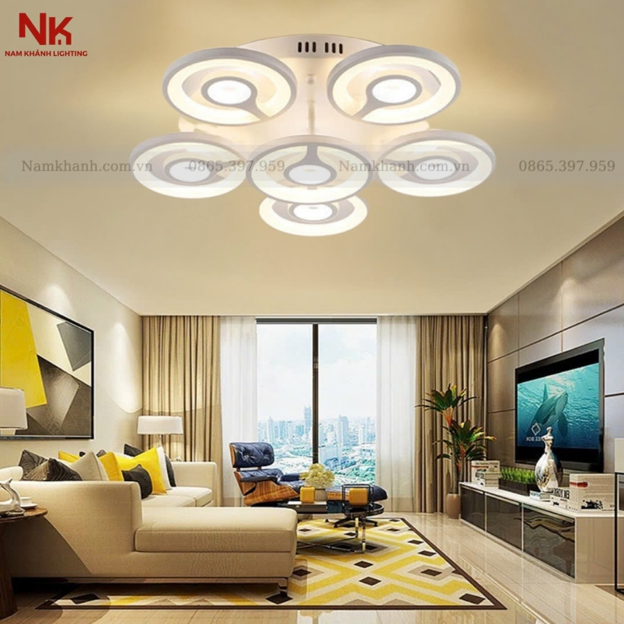 Đèn Ốp Trần 6 Cánh Tròn Đôi