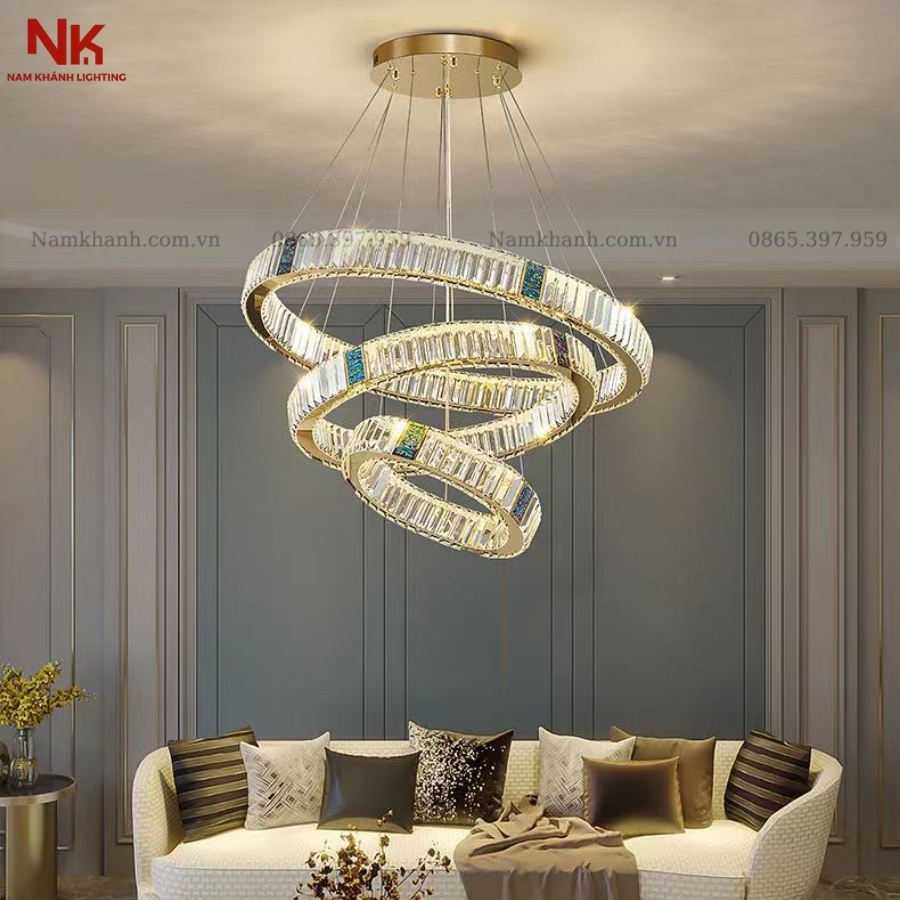 Đèn Thả 3 Vòng Pha Lê 220