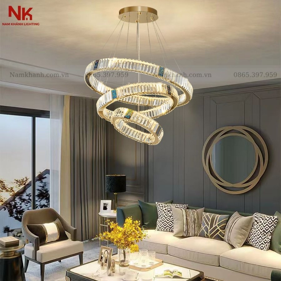 Đèn Thả 3 Vòng Pha Lê 220