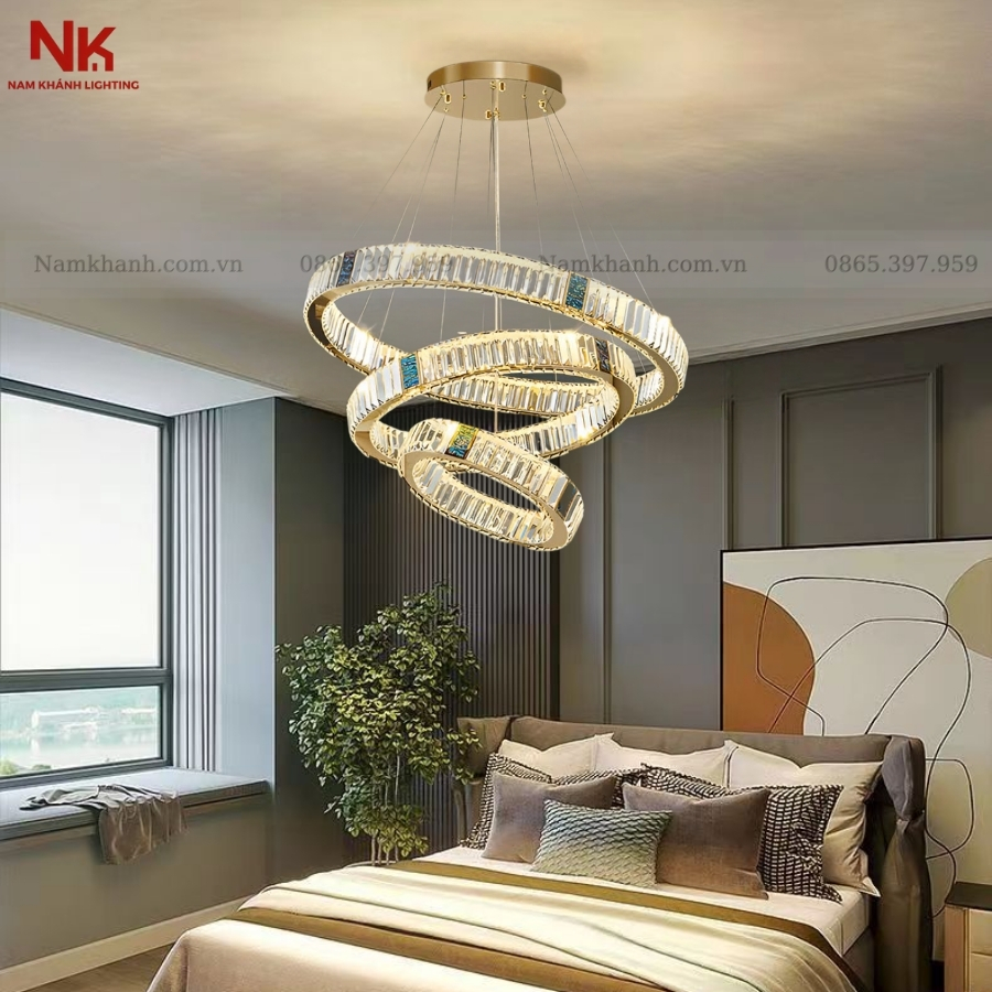 Đèn Thả 3 Vòng Pha Lê 220