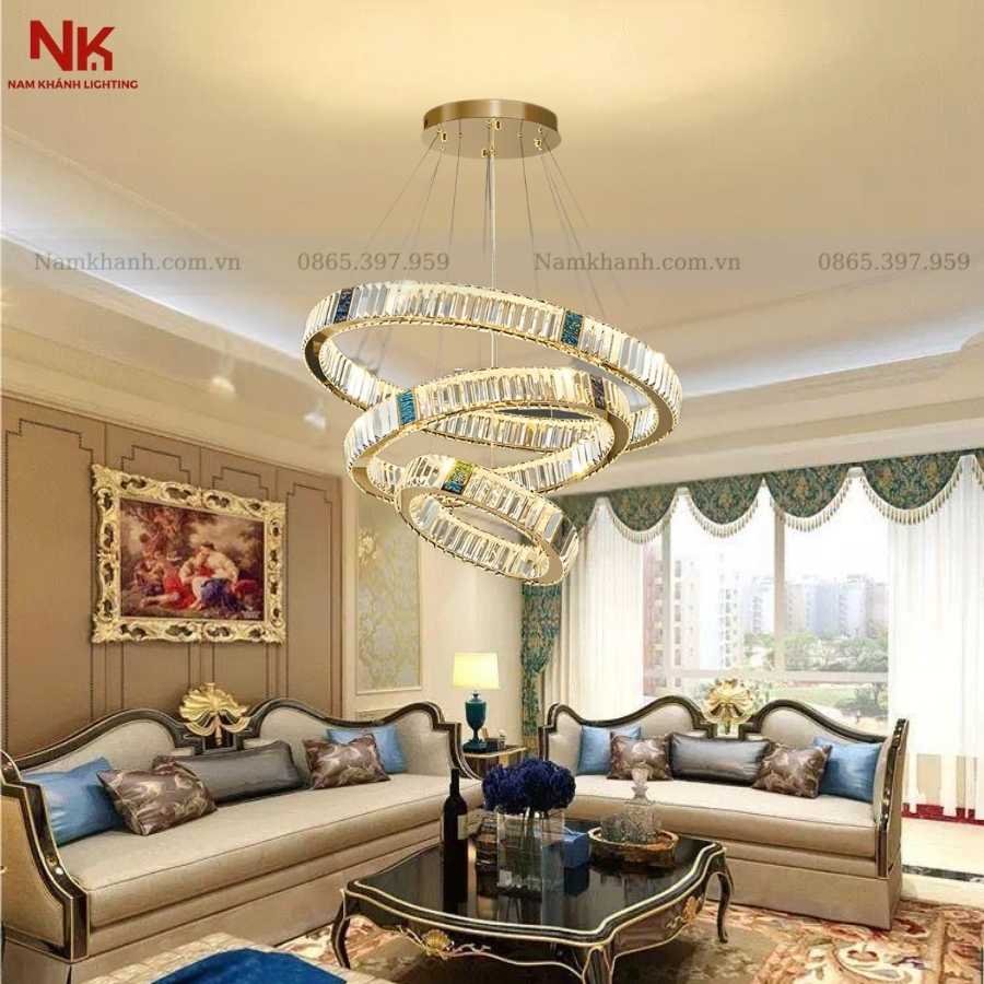 Đèn Thả 3 Vòng Pha Lê 220