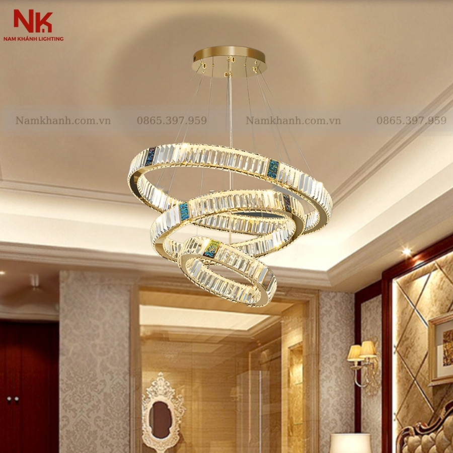 Đèn Thả 3 Vòng Pha Lê 220