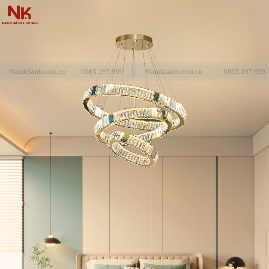 Đèn Thả 3 Vòng Pha Lê 220