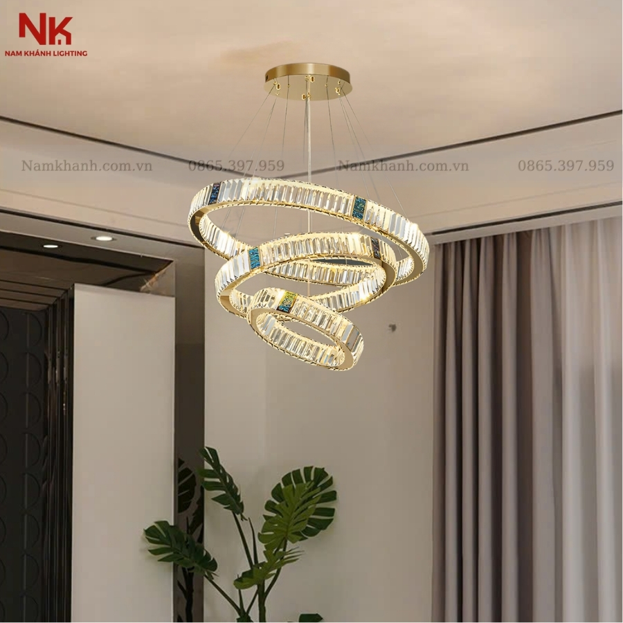 Đèn Thả 3 Vòng Pha Lê 220