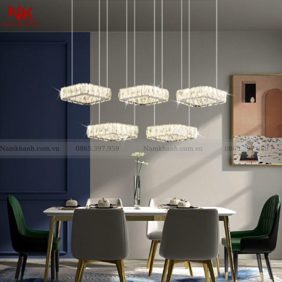 Đèn Thả Pha Lê 5 Vuông