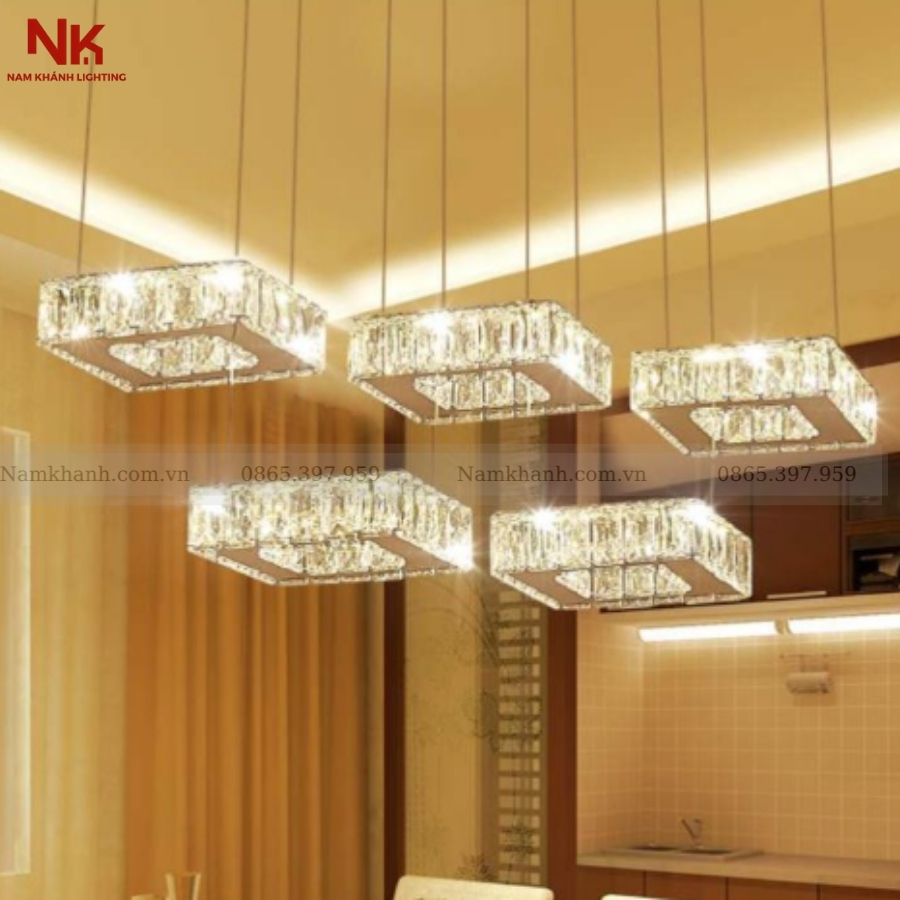Đèn Thả Pha Lê 5 Vuông