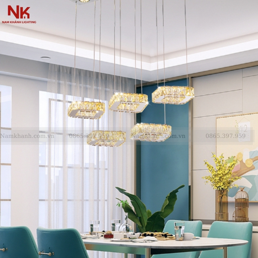 Đèn Thả Pha Lê 5 Vuông
