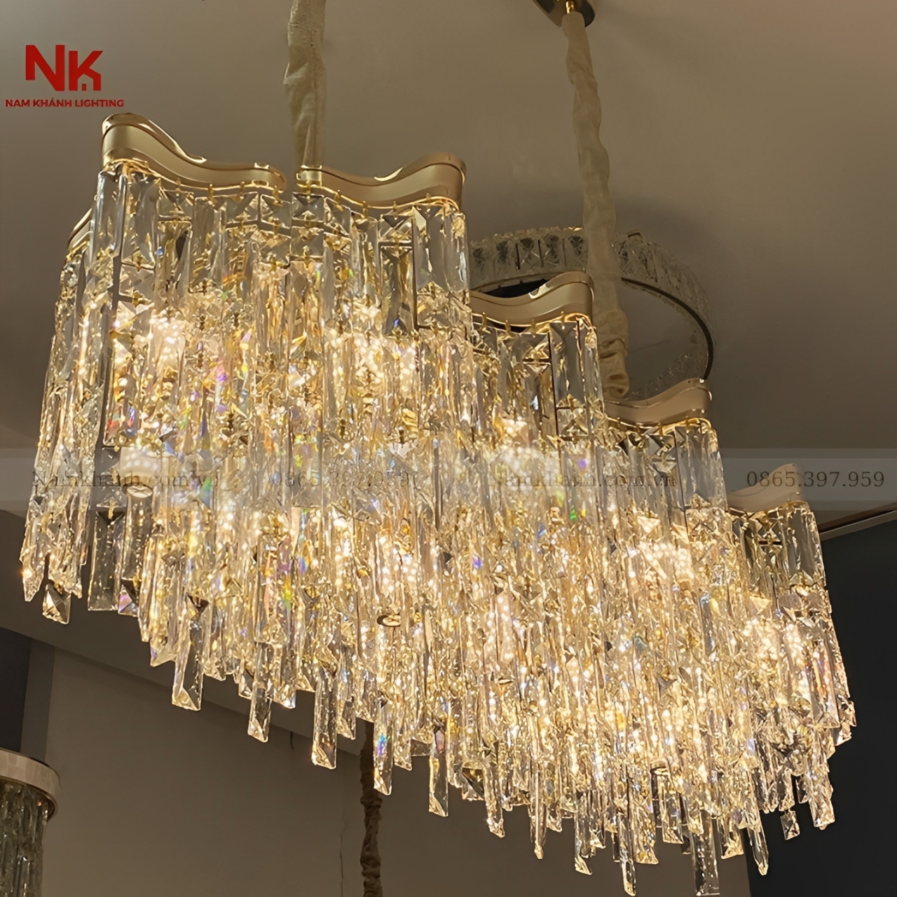Đèn Chùm Pha Lê Chữ Nhật 695