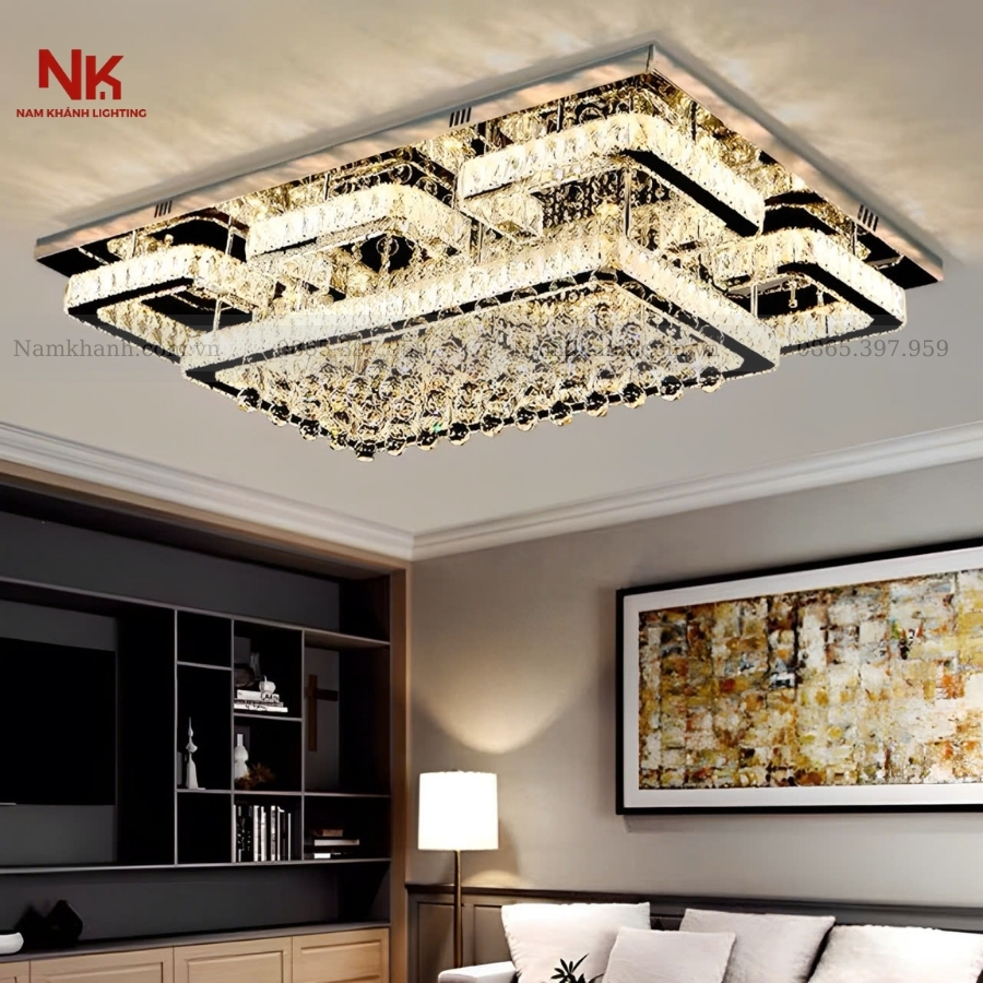 Đèn Ốp Trần Pha Lê Chữ Nhật 412
