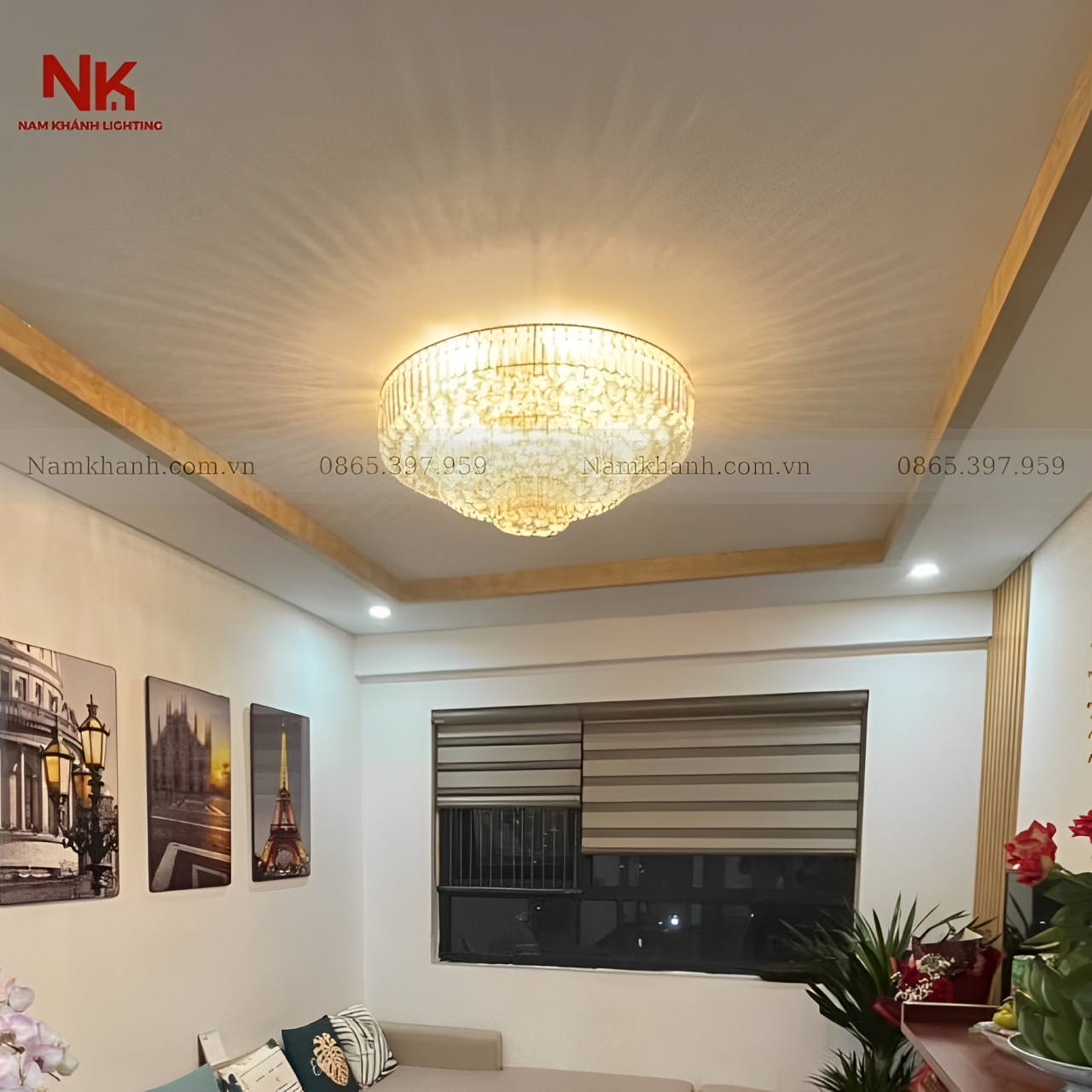 Đèn Ốp Trần Pha Lê Tròn 413